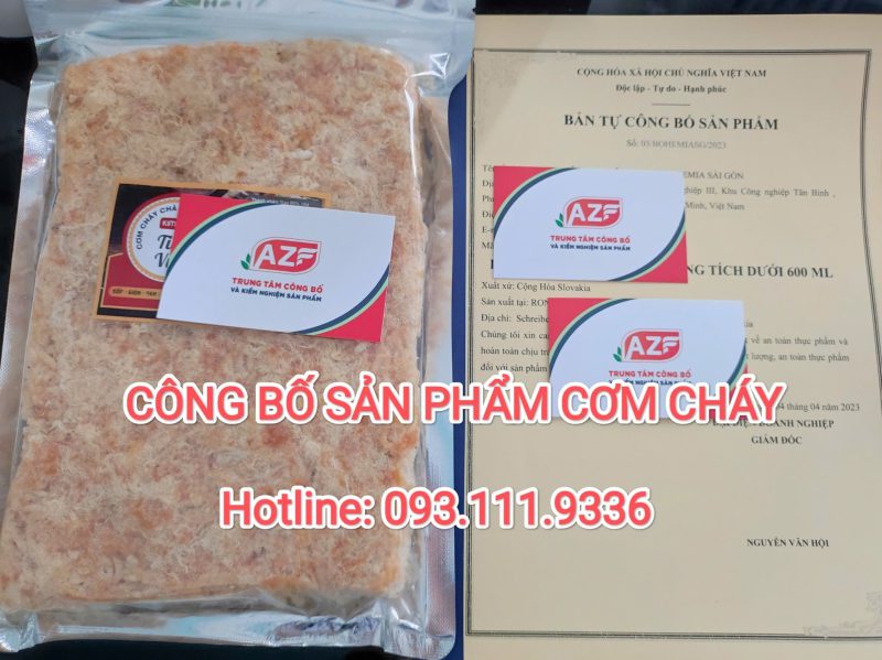 Bản tự công bố sản phẩm cơm cháy mà congbosanpham.com.vn đã thực hiện cho khách hàng