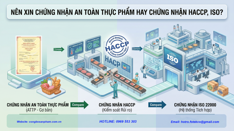 Nên xin chứng nhận an toàn thực phẩm hay chứng nhận HACCP, ISO?