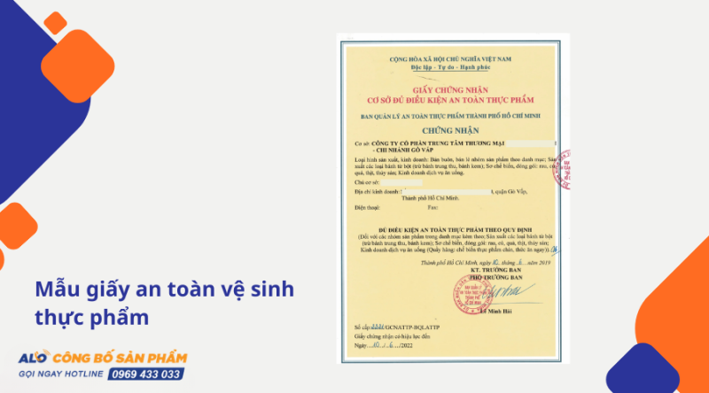 mẫu giấy chứng nhận an toàn vệ sinh thực phẩm